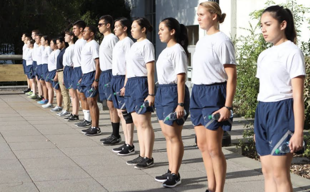 cadets in attention for physical training