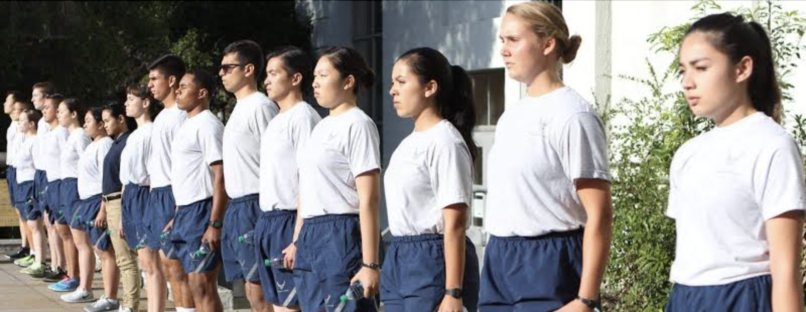 cadets in attention for physical training